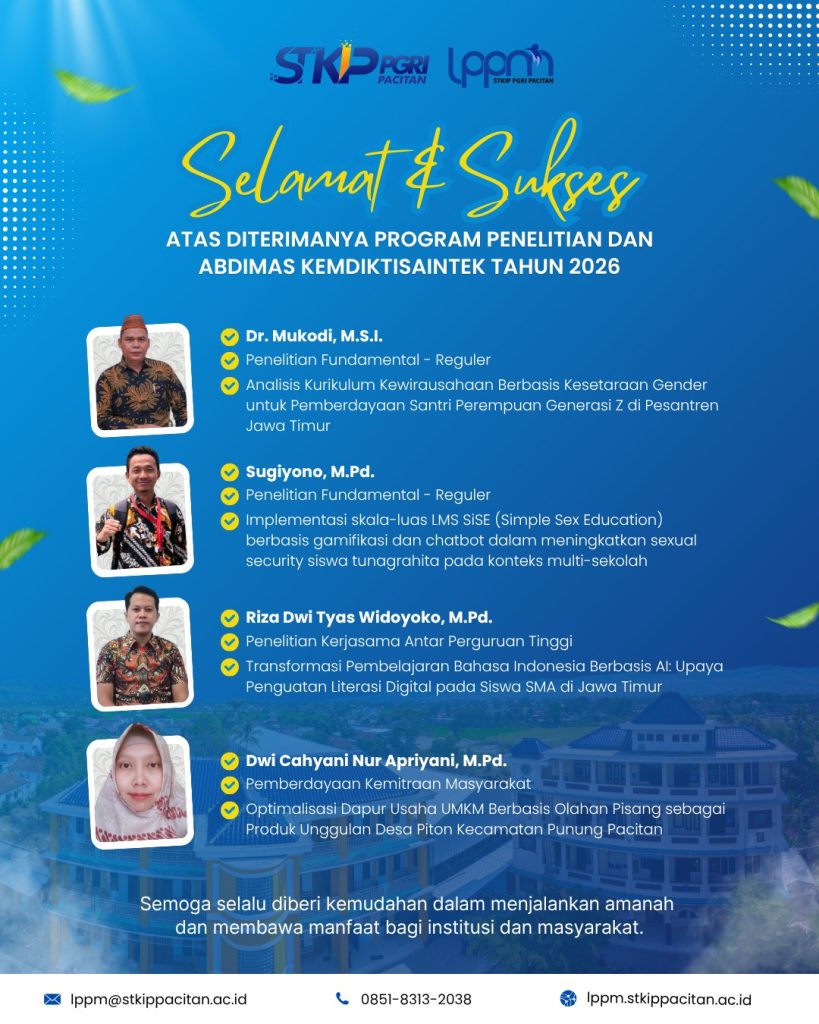 Empat Tim Dosen STKIP PGRI Pacitan Sukses Raih Program Penelitian dan Pengabdian Masyarakat Kemdiktisaintek Tahun 2026